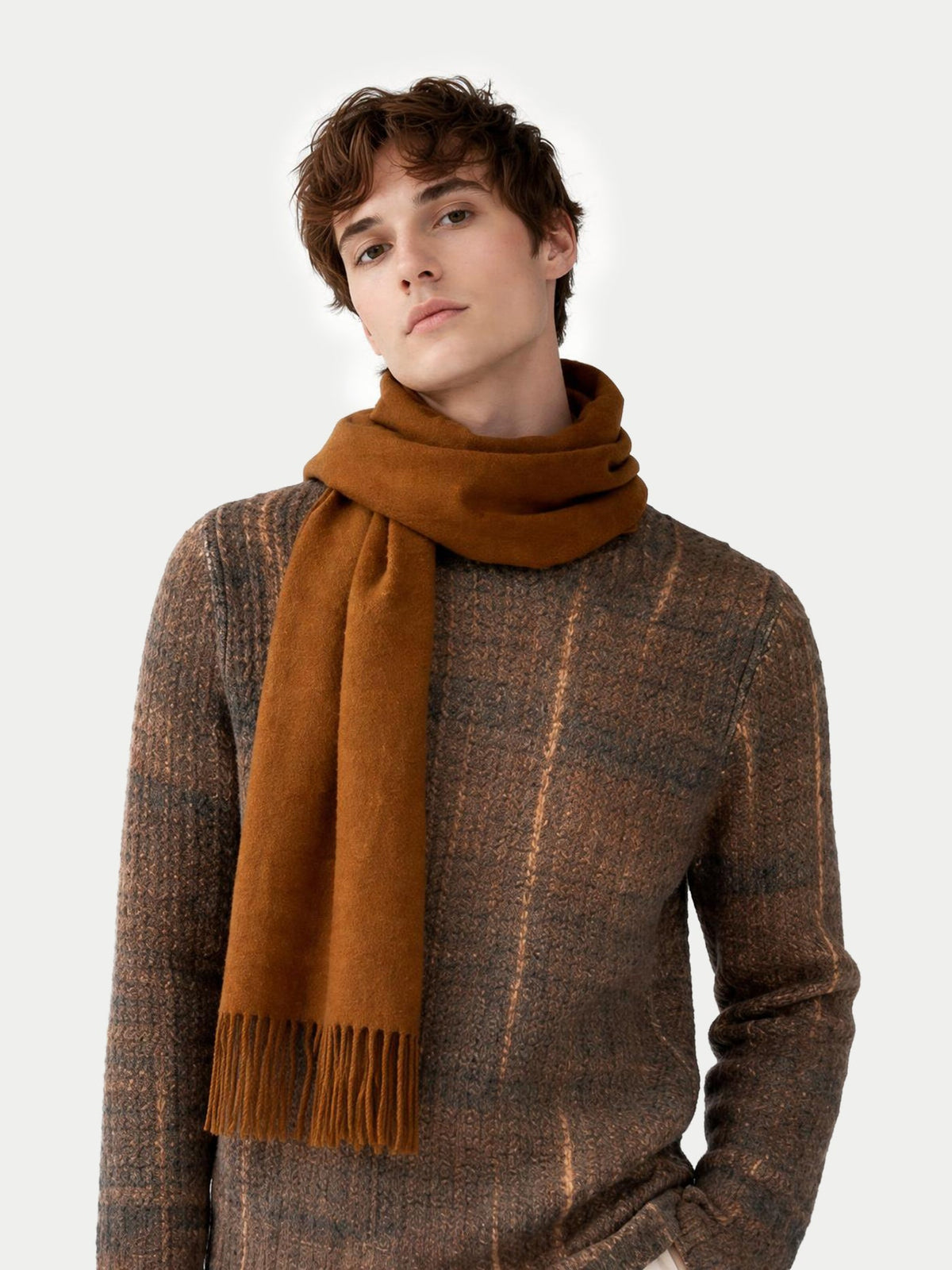 Cashmere Fringed Scarf — Otter Brown