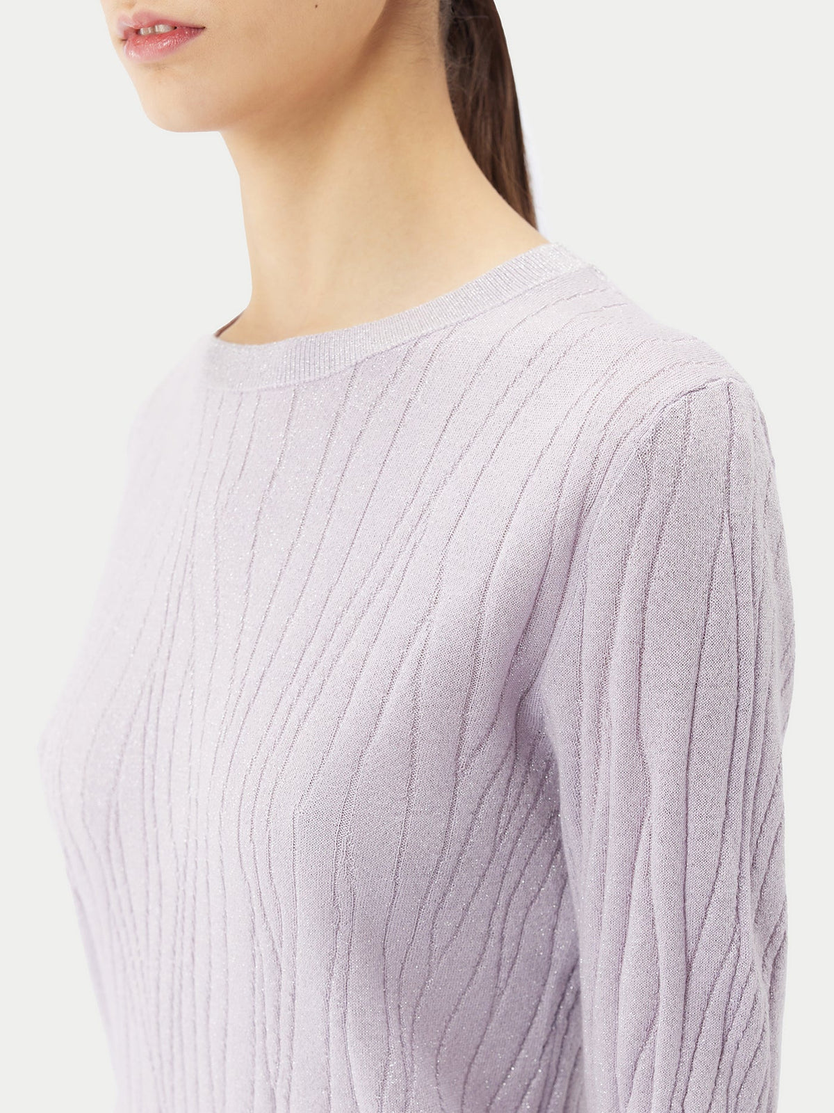 Cashmere Silk Sweater With Silver Threading — Pale Orchid