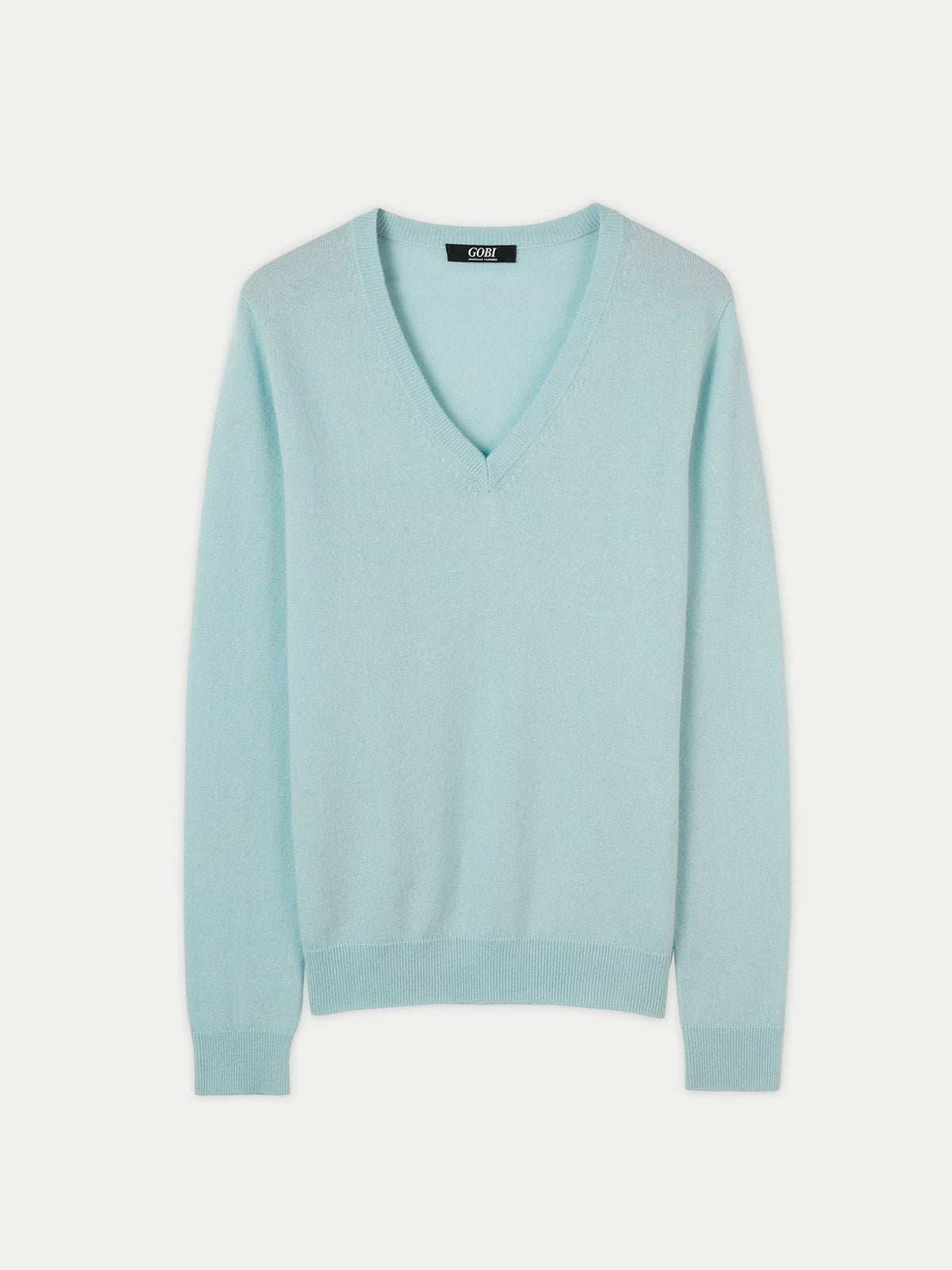 Essential Cashmere V-neck Sweater — Pastel Blue