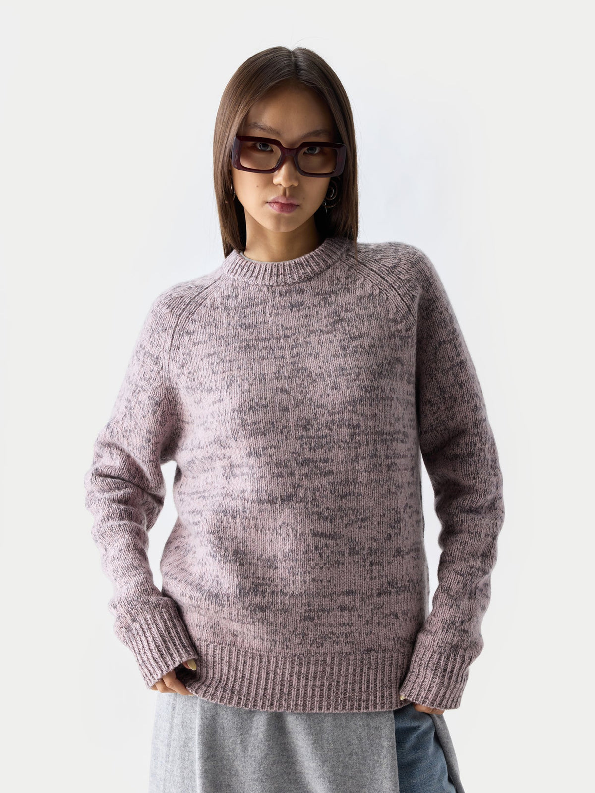 Unisex Mouline Cashmere Sweater — Petal Pink