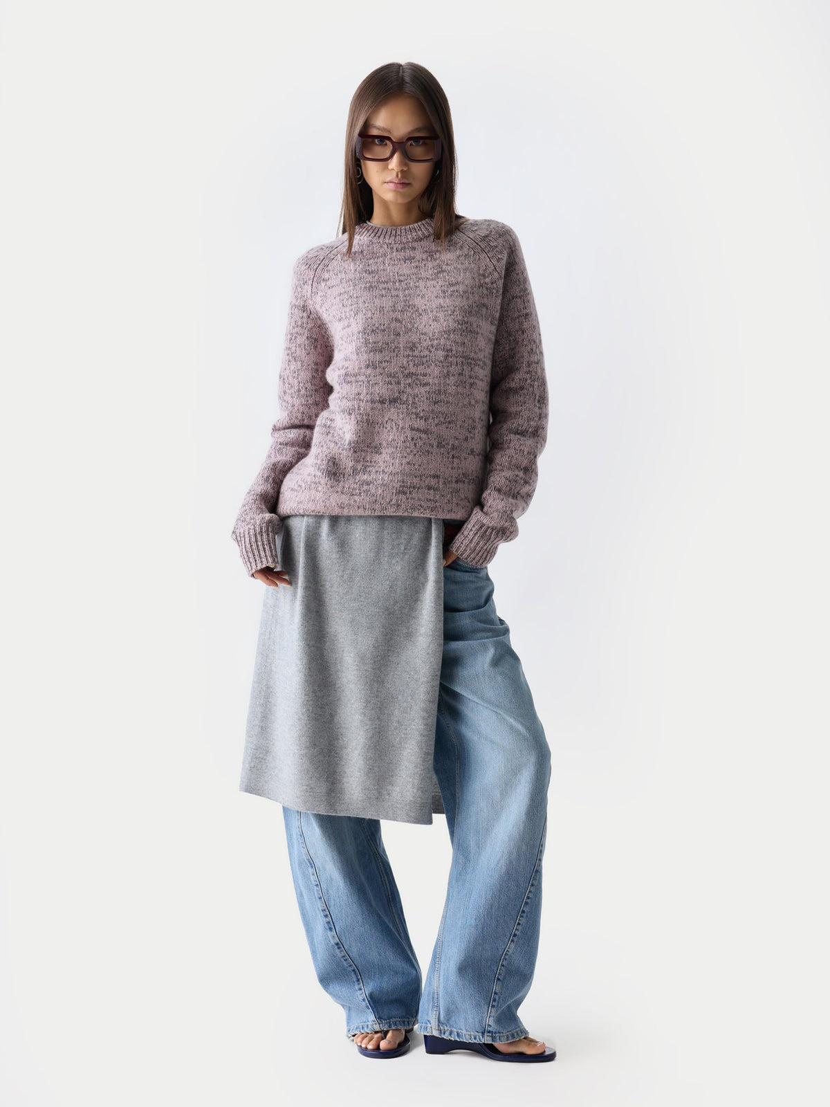 Unisex Mouline Cashmere Sweater — Petal Pink
