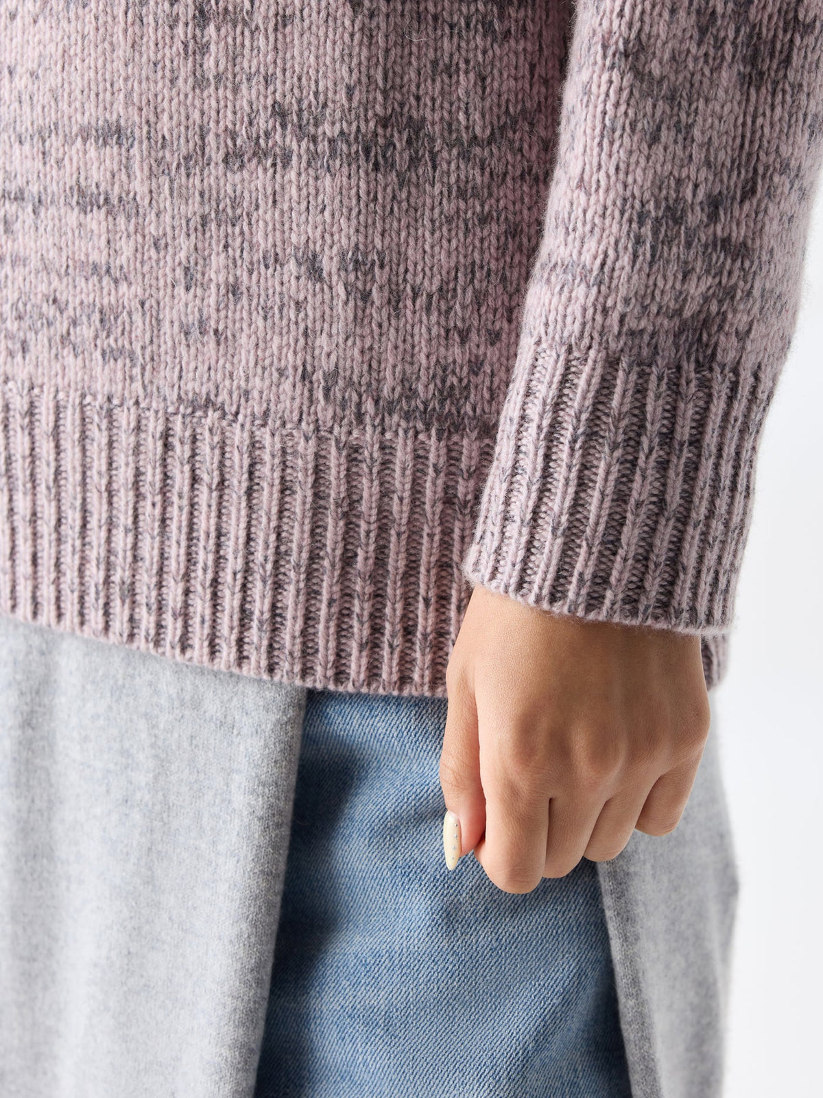 Unisex Mouline Cashmere Sweater — Petal Pink