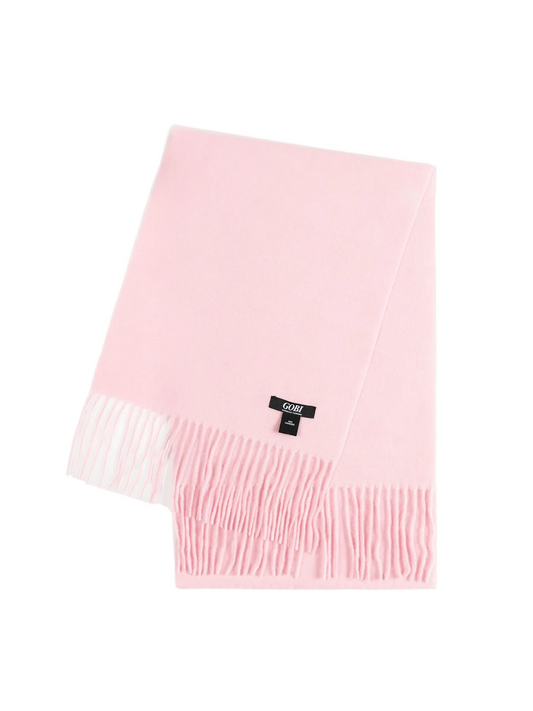 Cashmere Fringed Scarf — Pink