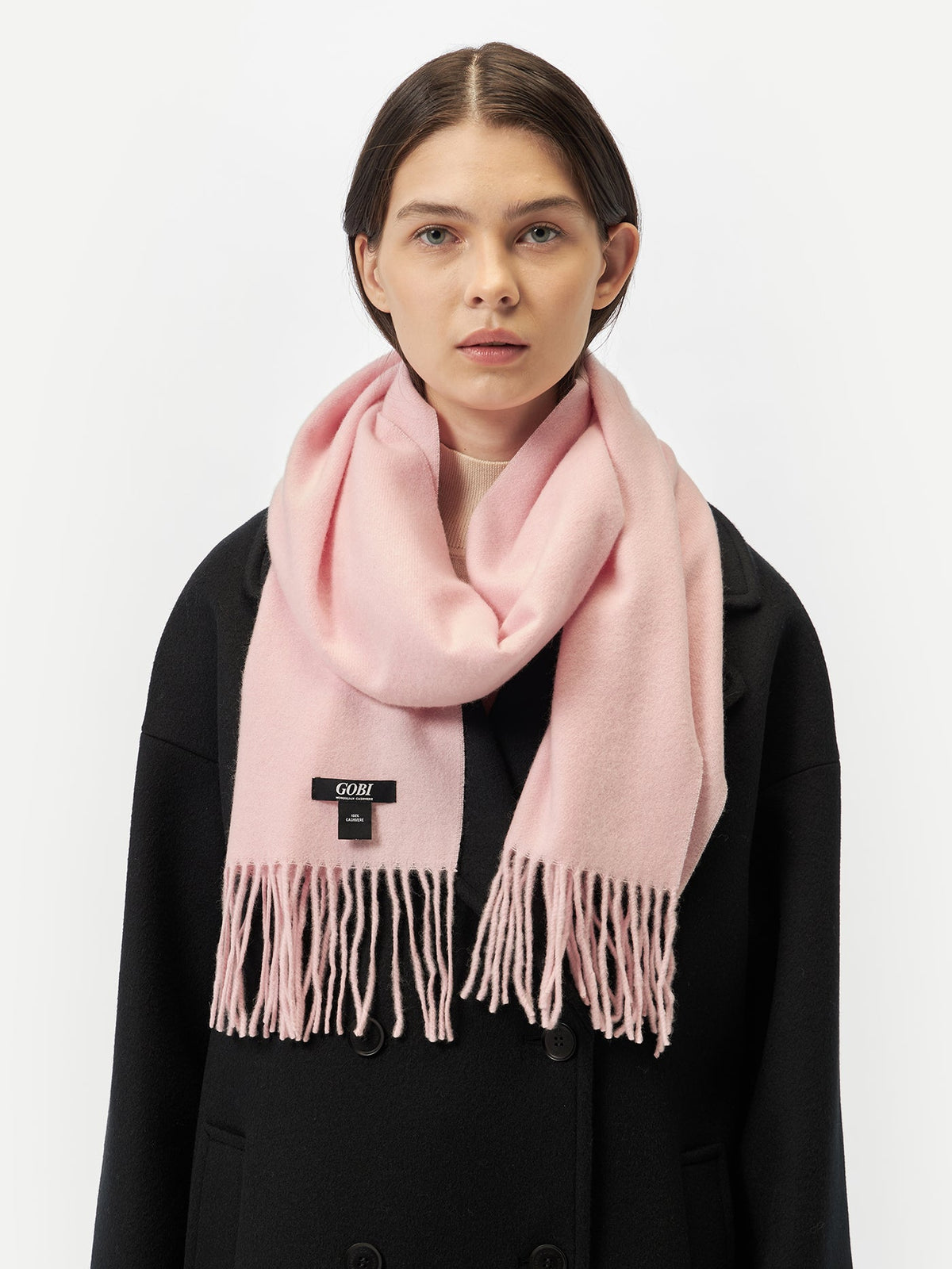 Cashmere Fringed Scarf — Pink