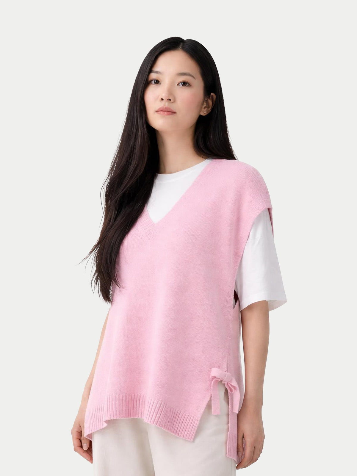 V-neck Cashmere Maternity Top — Pink