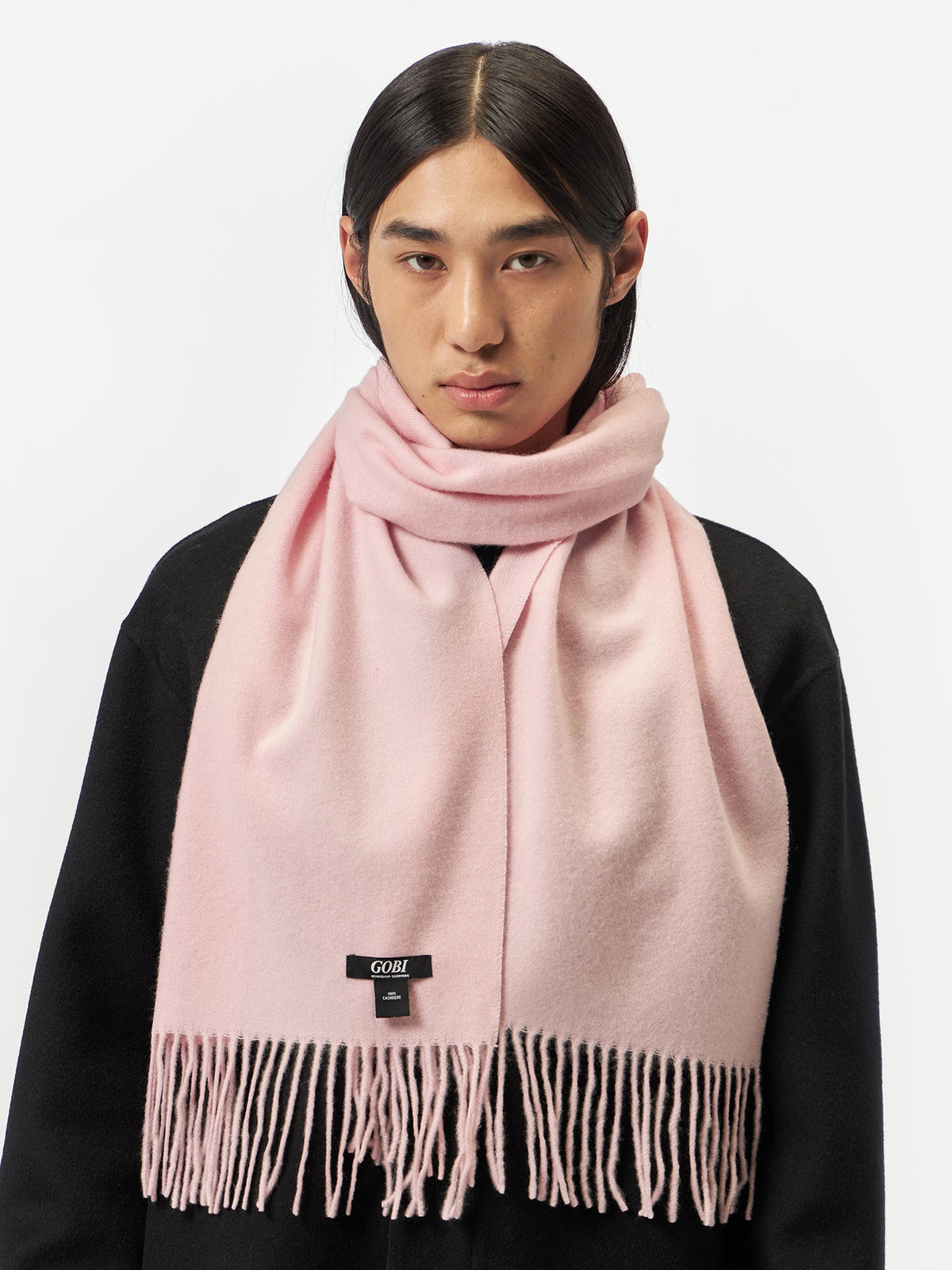 Cashmere Fringed Scarf — Pink