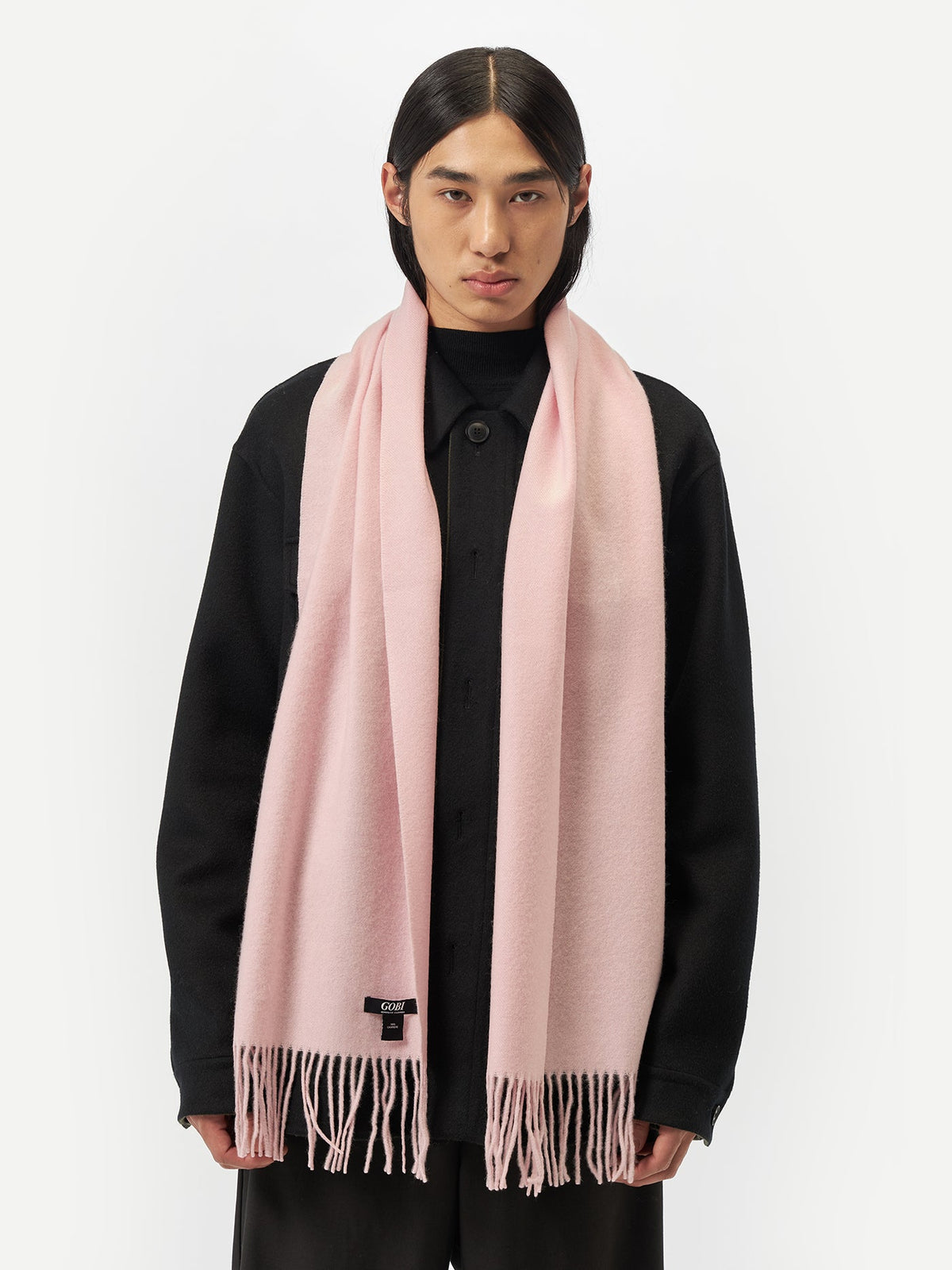 Cashmere Fringed Scarf — Pink