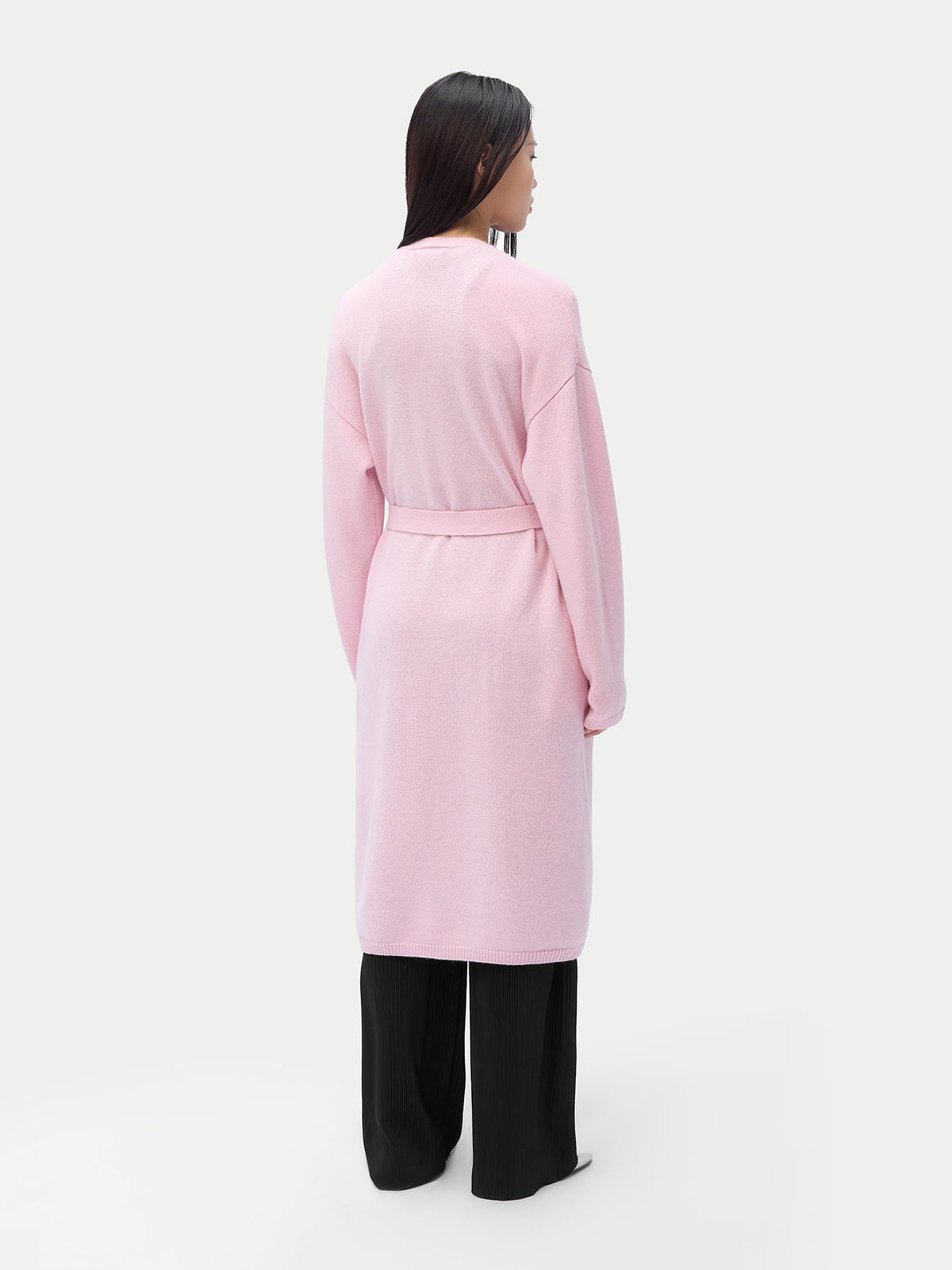 Long Maternity Cashmere Robe — Pink