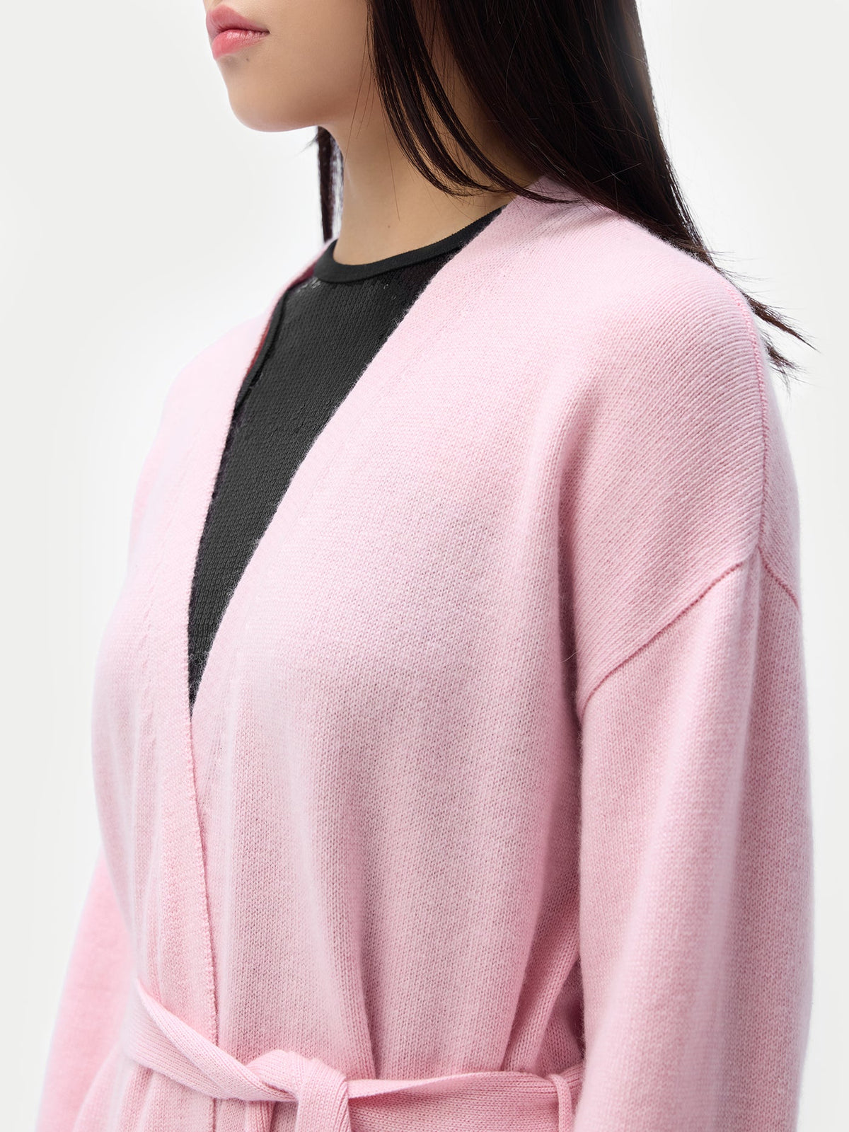 Long Maternity Cashmere Robe — Pink