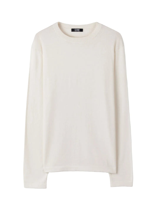 Men's Crewneck Cotton Silk Cashmere Blend Sweater — Pure White