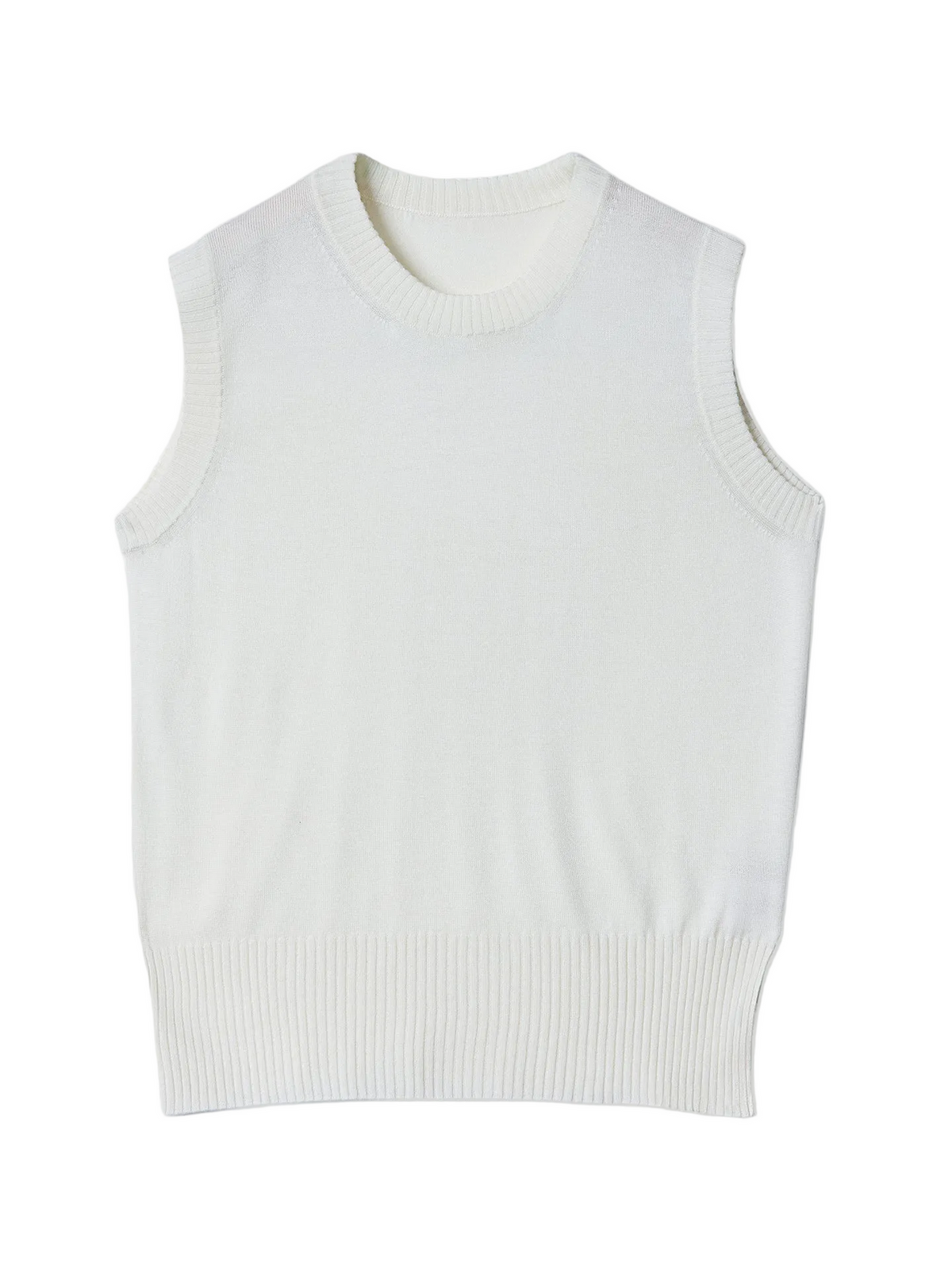 Cashmere Silk Sleeveless Top — Pure White