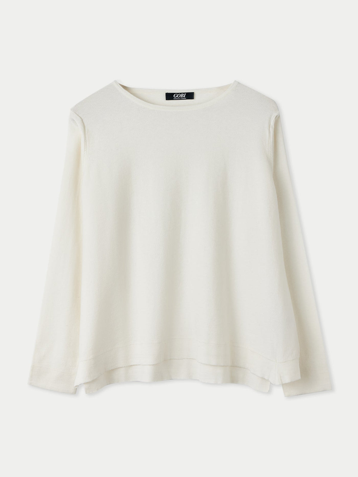 Boatneck Cotton Silk Cashmere Blend Sweater — Pure White