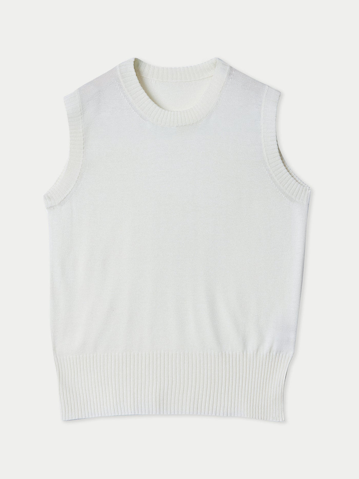 Cashmere Silk Sleeveless Top — Pure White