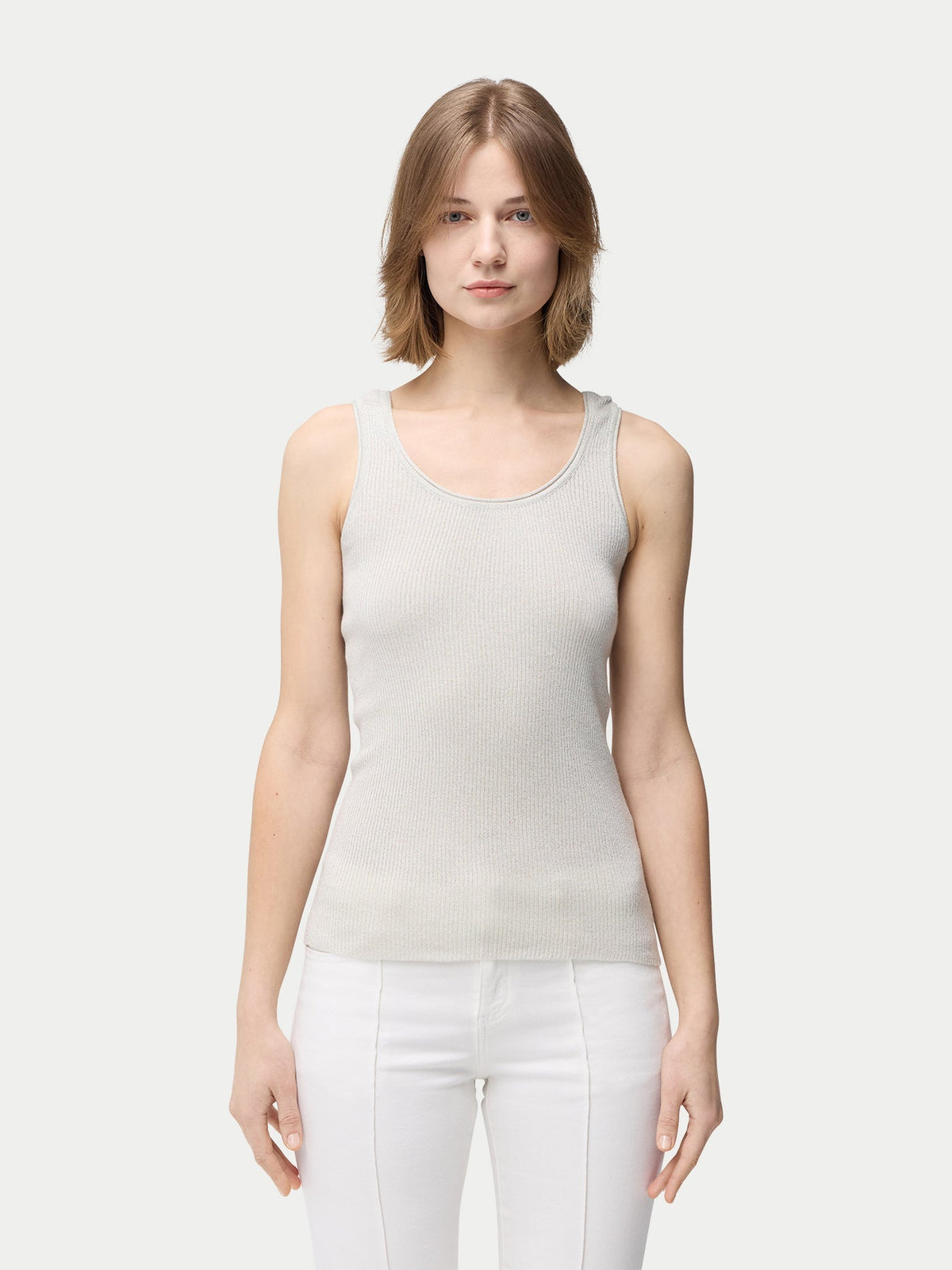 Lightweight Cashmere Silk Tank Top — Pure White