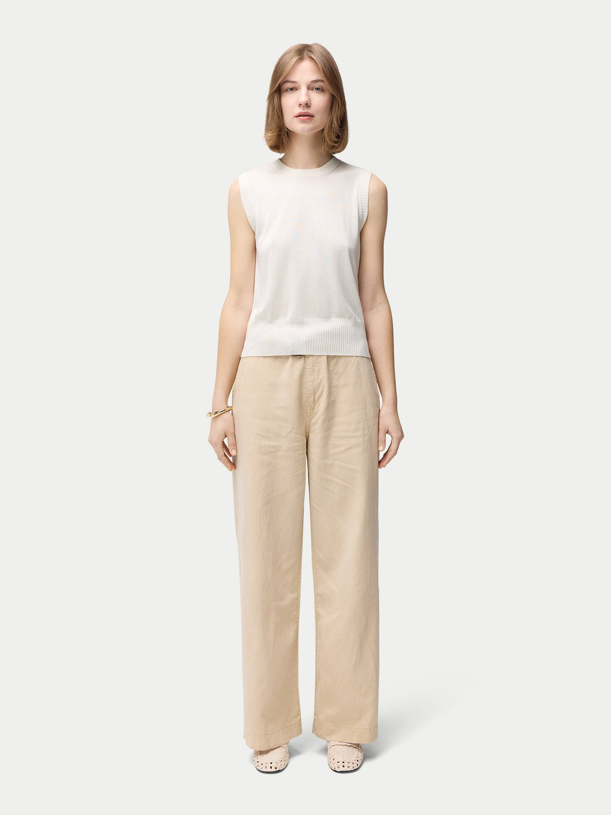 Cashmere Silk Sleeveless Top — Pure White