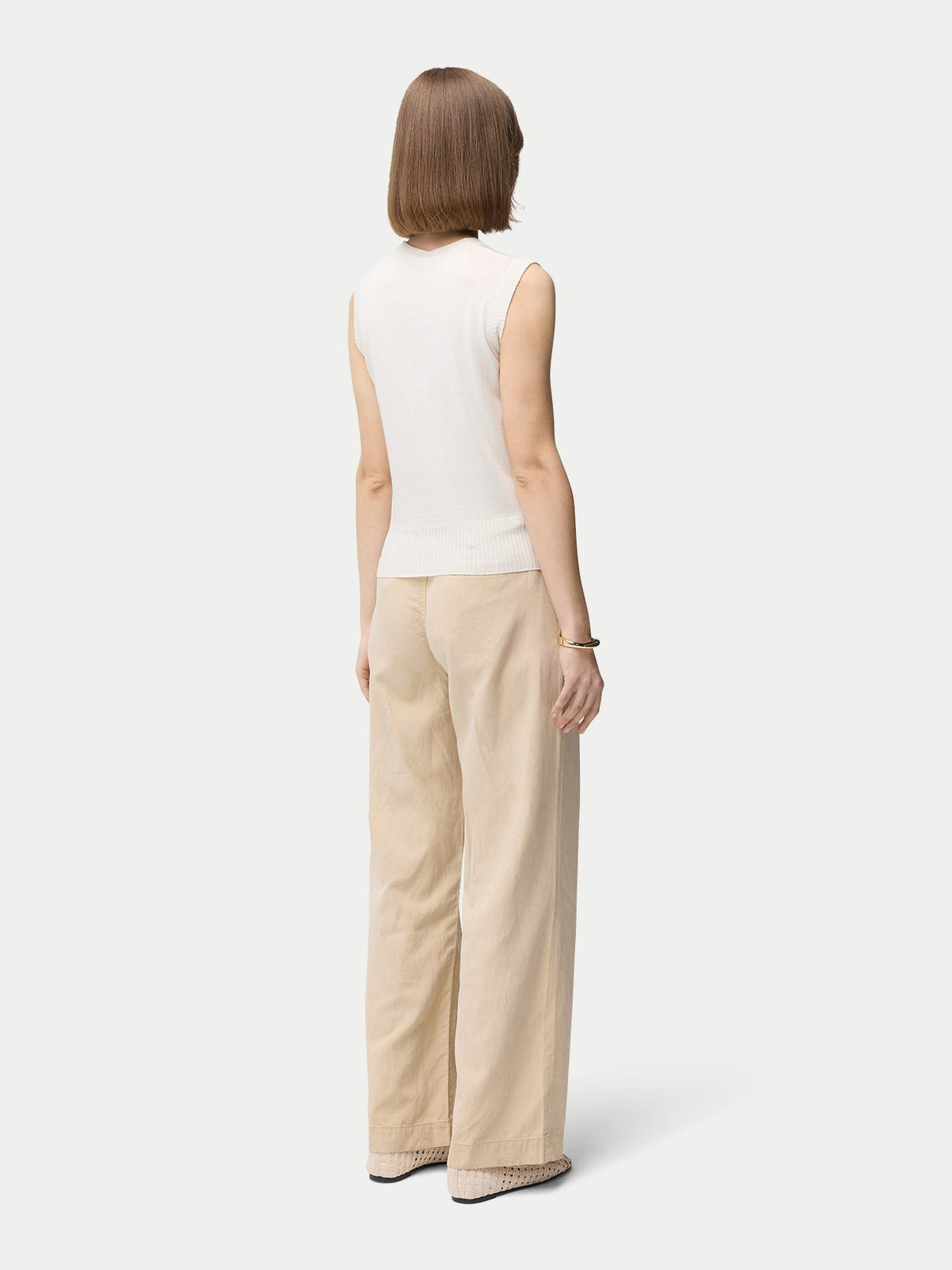 Cashmere Silk Sleeveless Top — Pure White