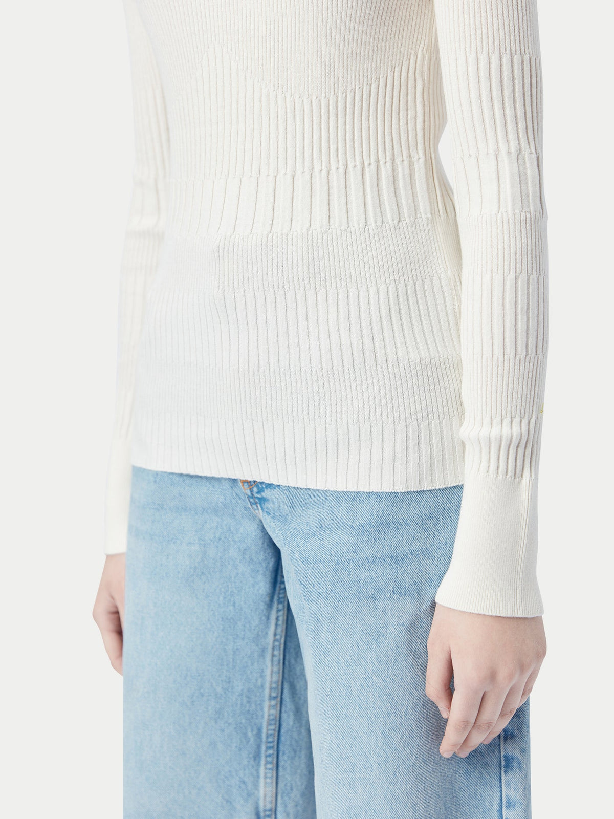 Ribbed Cotton Silk Cashmere Blend Sweater — Pure White