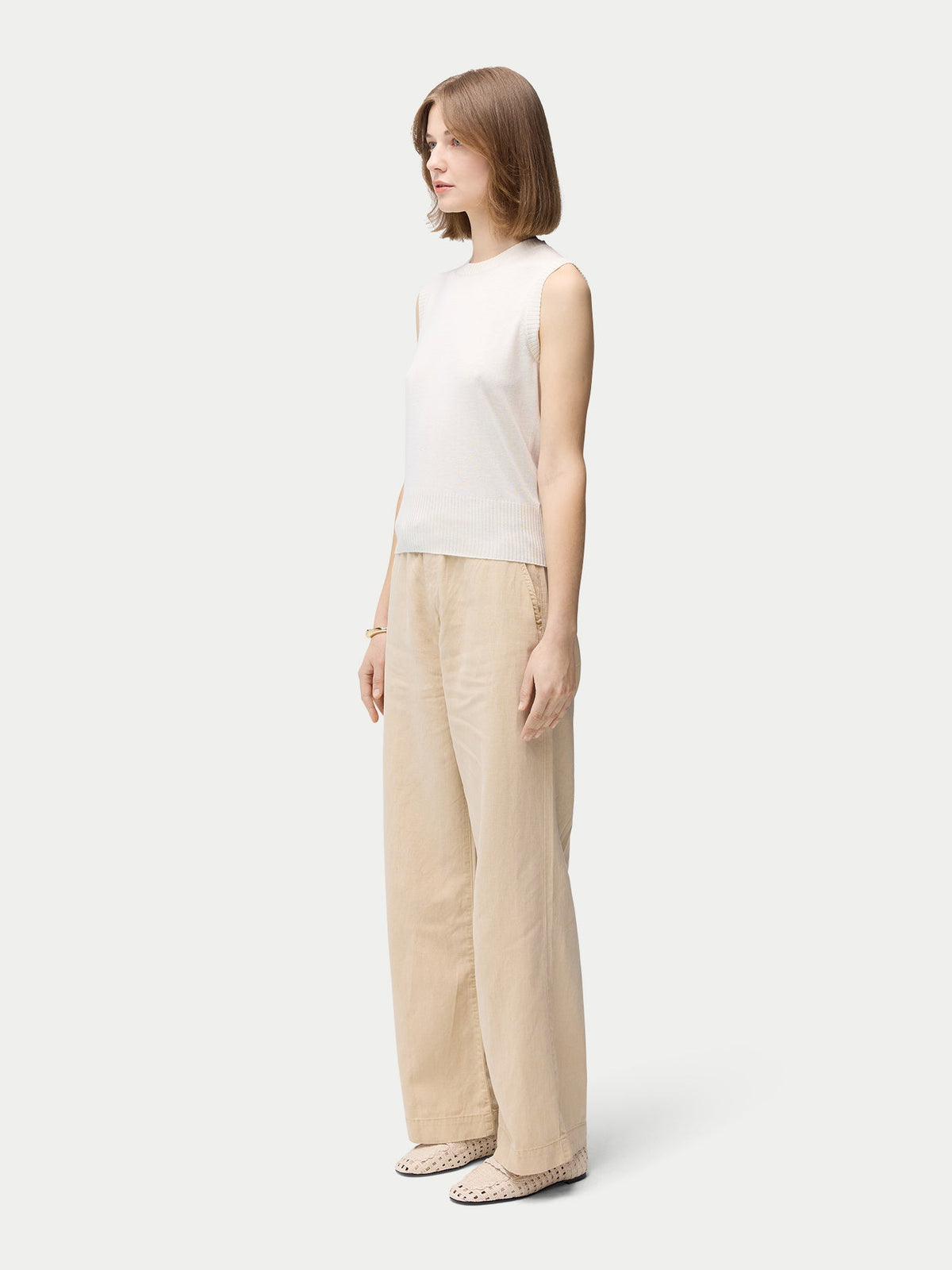 Cashmere Silk Sleeveless Top — Pure White