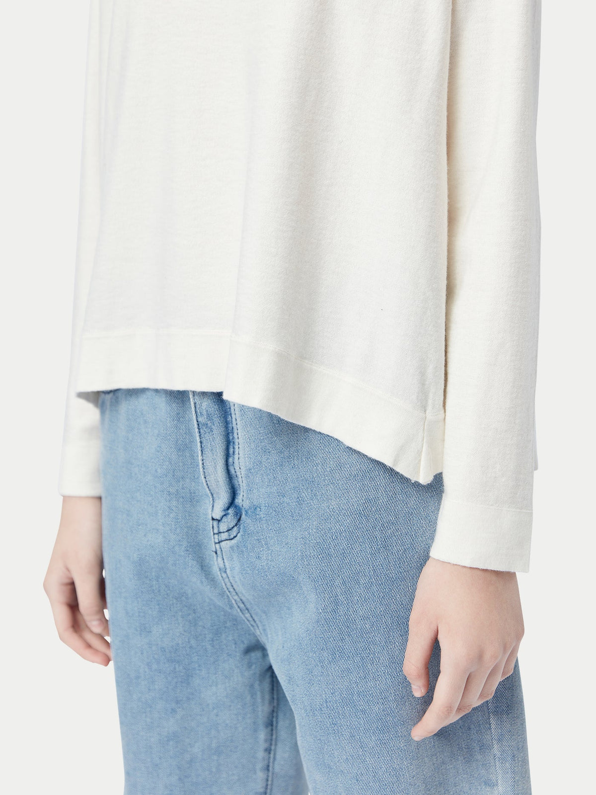 Boatneck Cotton Silk Cashmere Blend Sweater — Pure White