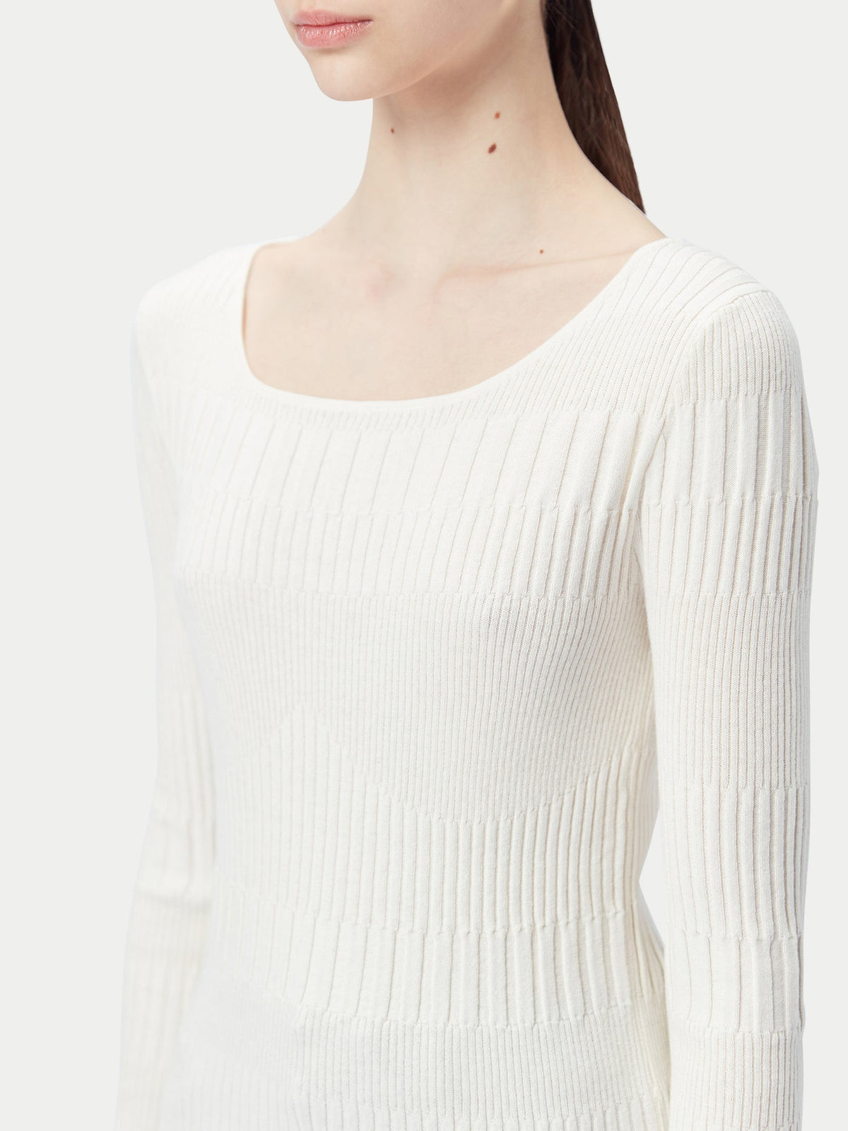 Ribbed Cotton Silk Cashmere Blend Sweater — Pure White