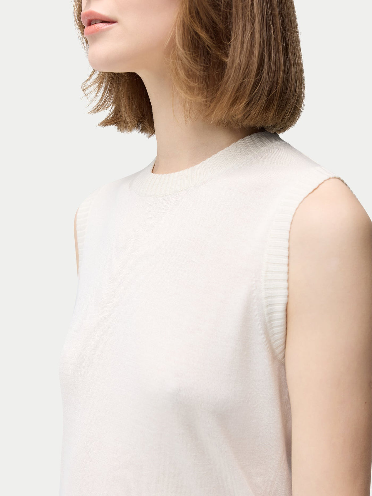 Cashmere Silk Sleeveless Top — Pure White