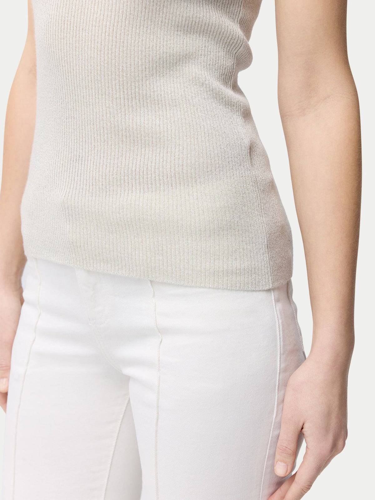 Lightweight Cashmere Silk Tank Top — Pure White
