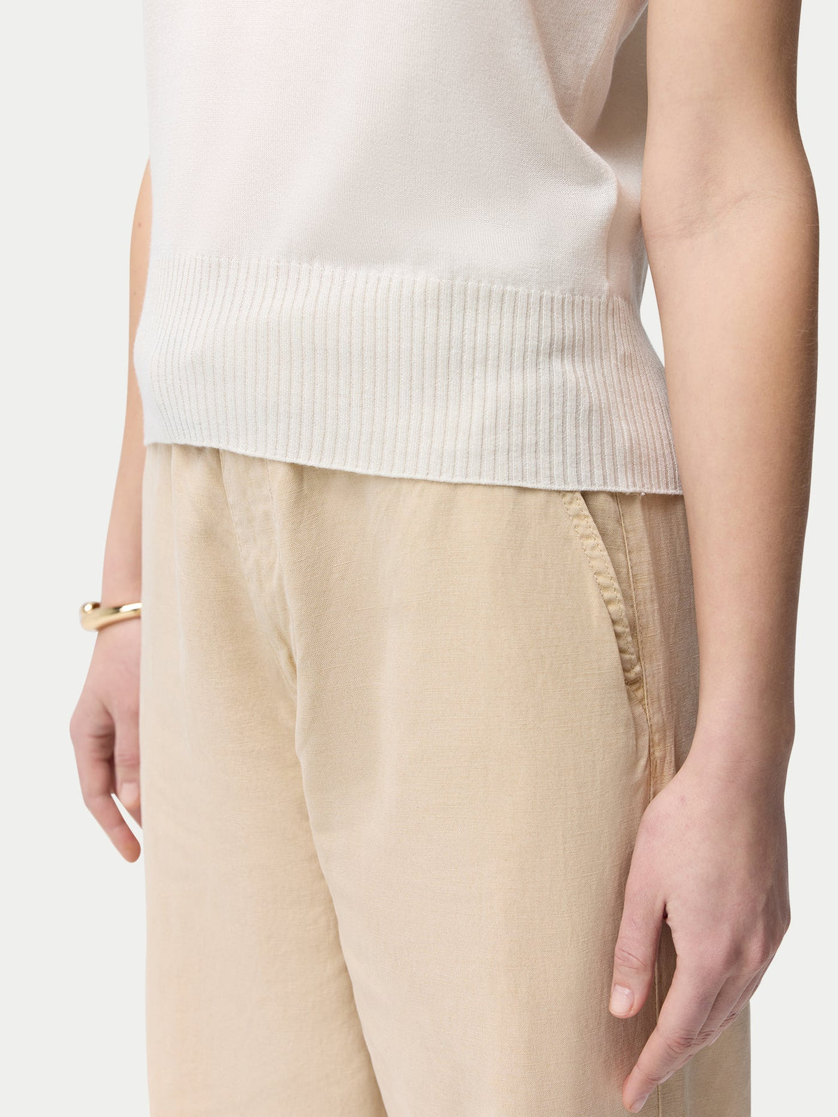 Cashmere Silk Sleeveless Top — Pure White