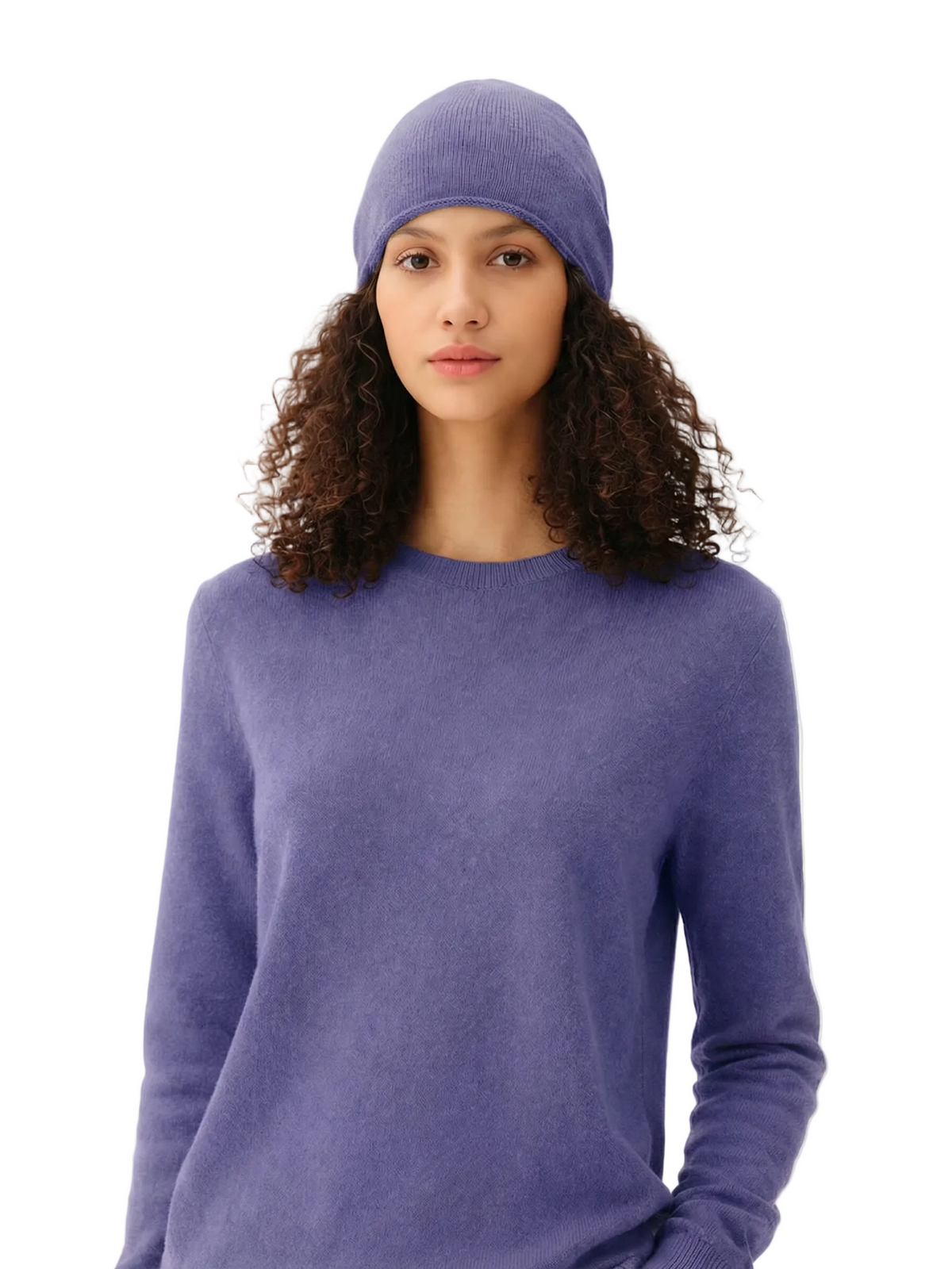Cashmere Hat & Sweater Set — Purple