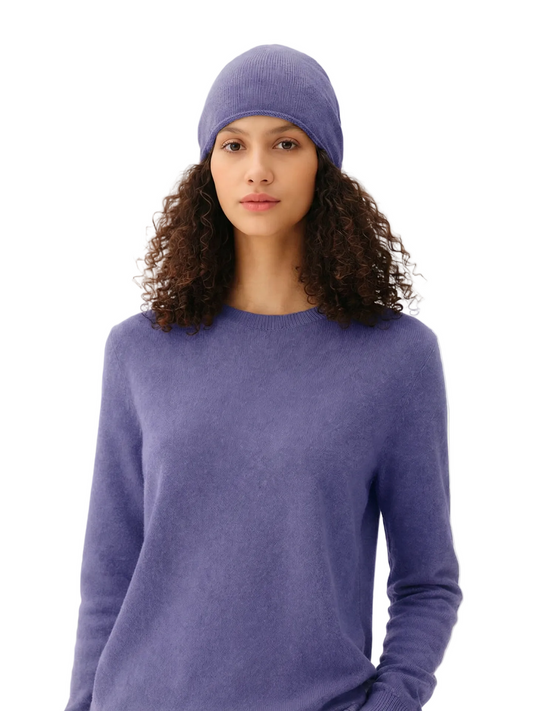 Cashmere Hat & Sweater Set — Purple