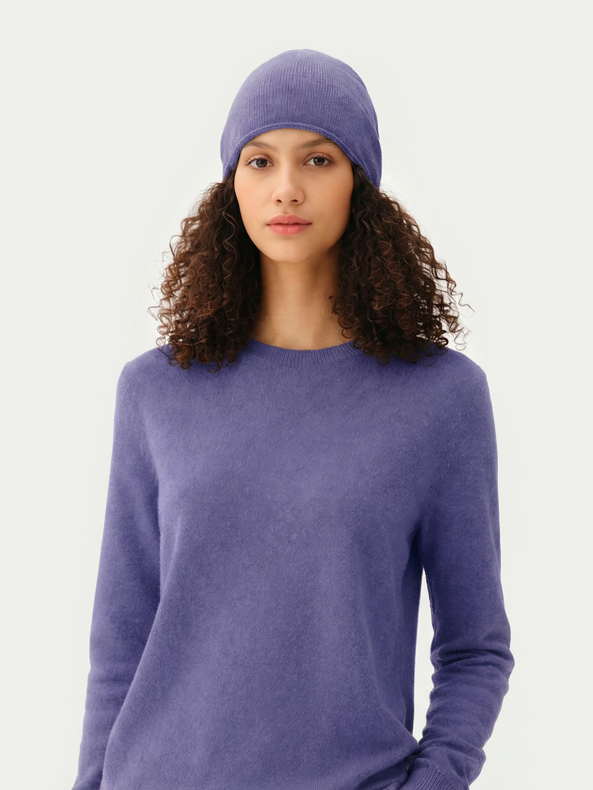 Cashmere Hat & Sweater Set — Purple