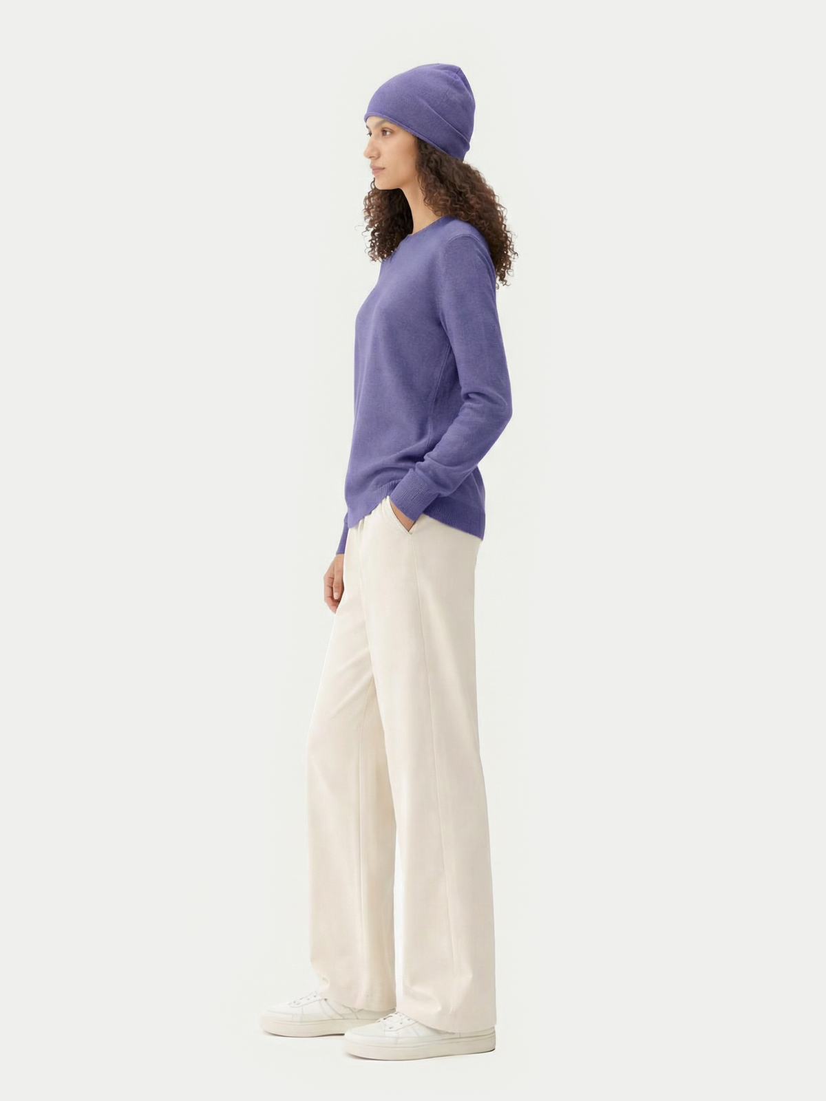 Cashmere Hat & Sweater Set — Purple
