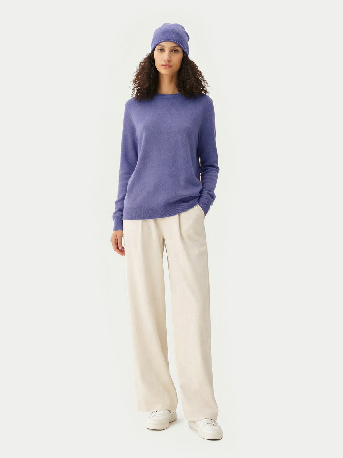 Cashmere Hat & Sweater Set — Purple