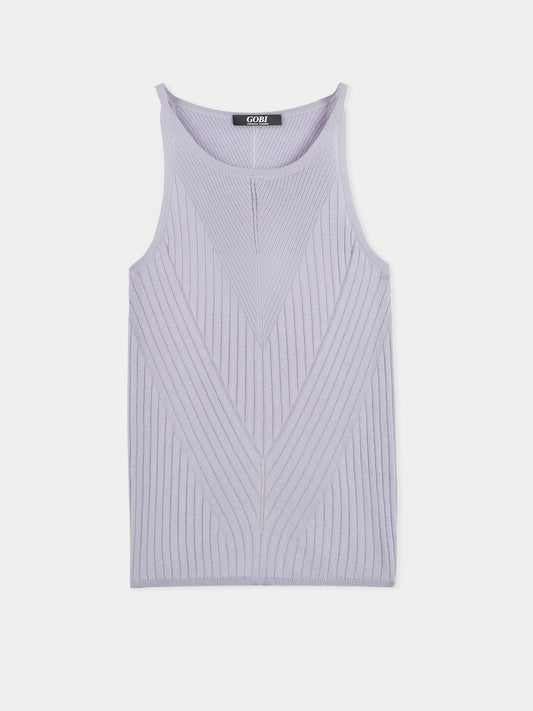Sleeveless Silk Cashmere Top — Purple Heather