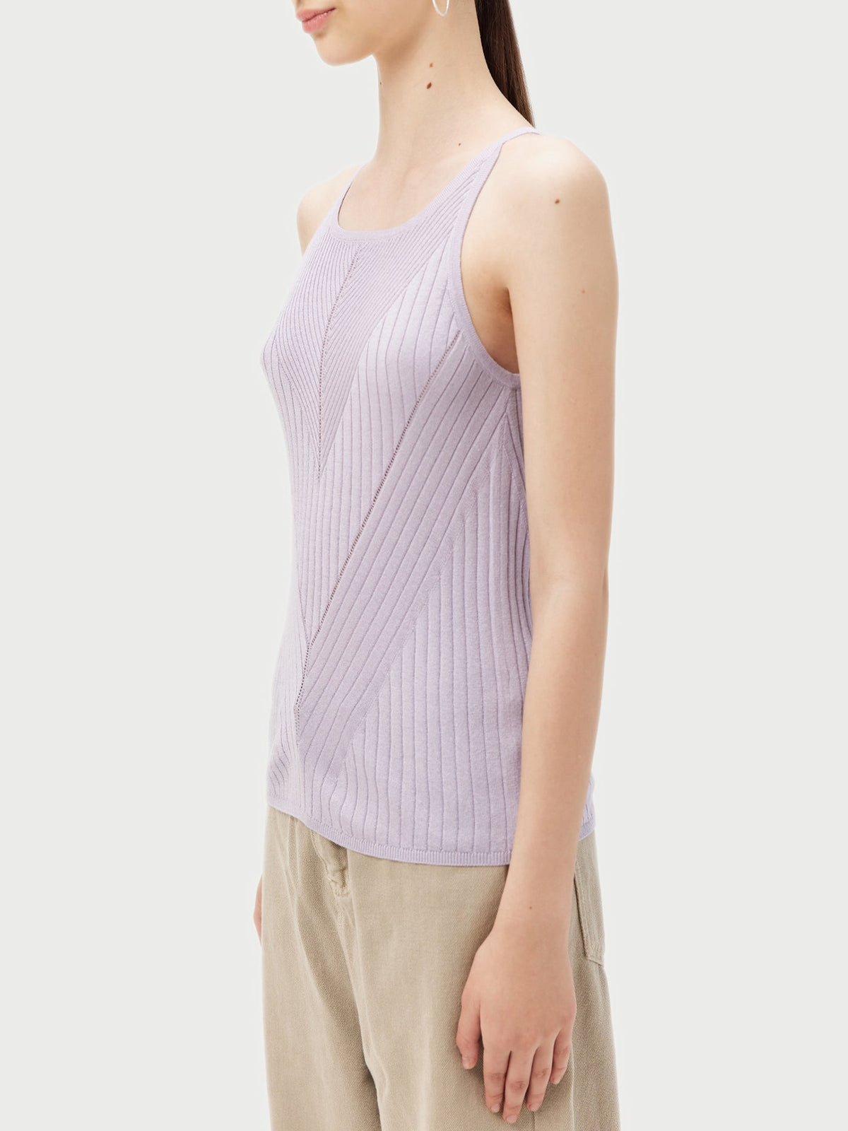 Sleeveless Silk Cashmere Top — Purple Heather