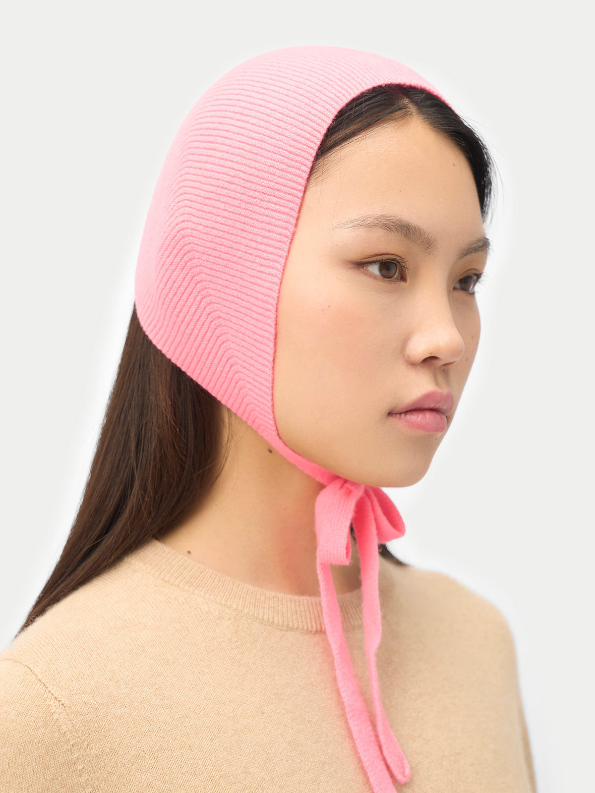 Cashmere Bonnet For Woman — Shell Pink