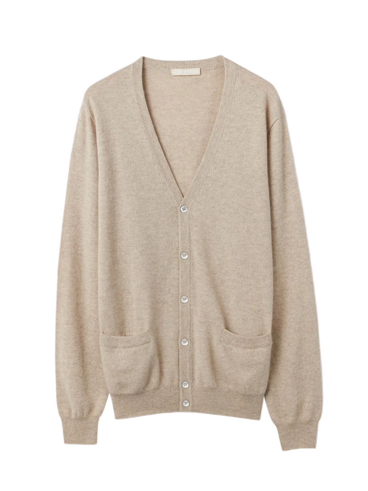 Essential Cashmere V-neck Cardigan — Soft Beige