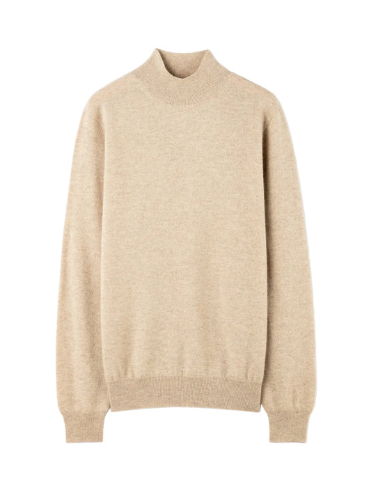Essential Organic Mock Neck Cashmere Sweater — Soft Beige