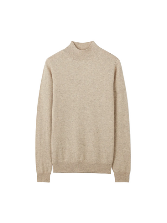Essential Cashmere Mock Neck Sweater — Soft Beige