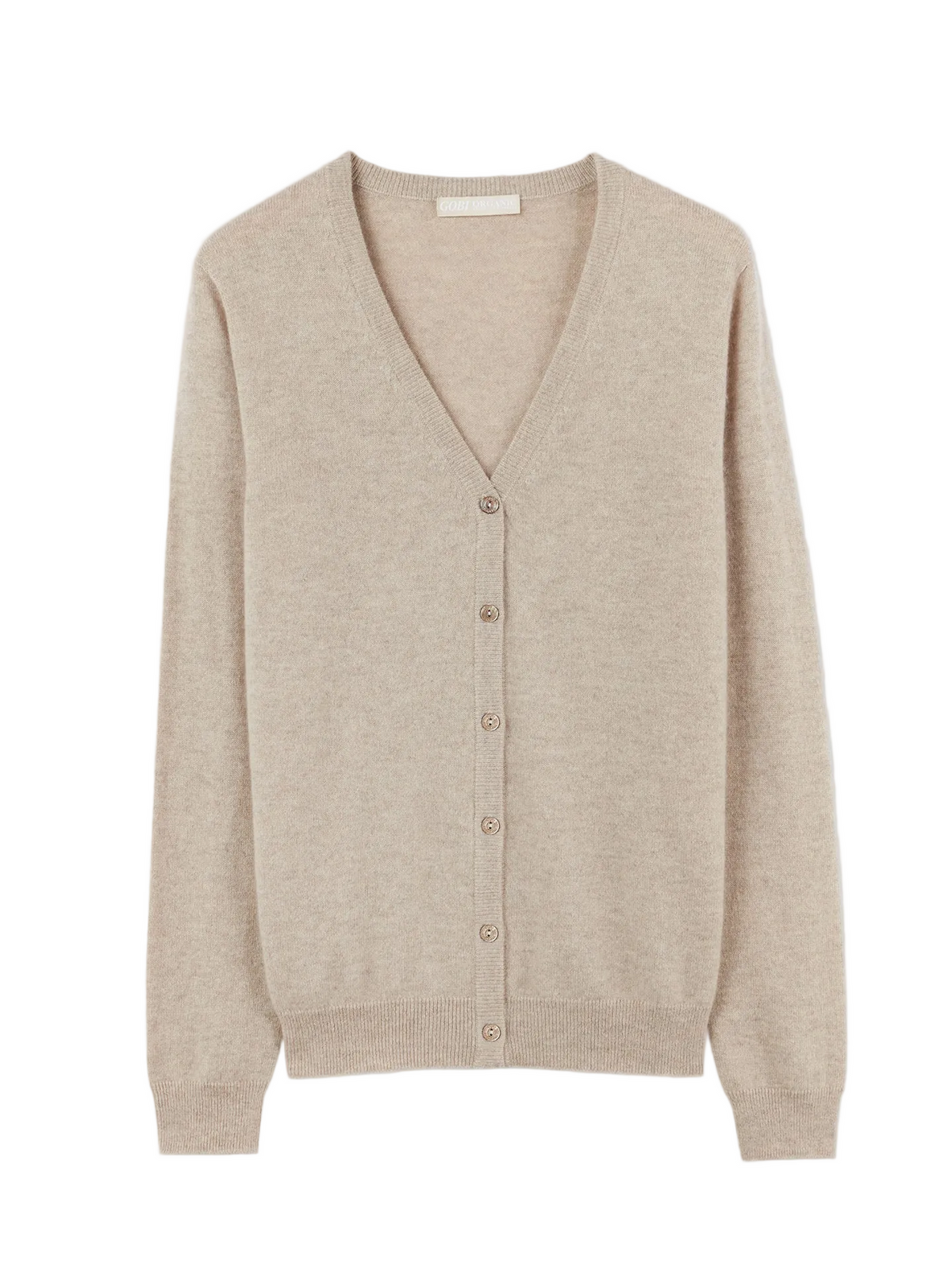 Essential Cashmere V-neck Cardigan — Soft Beige