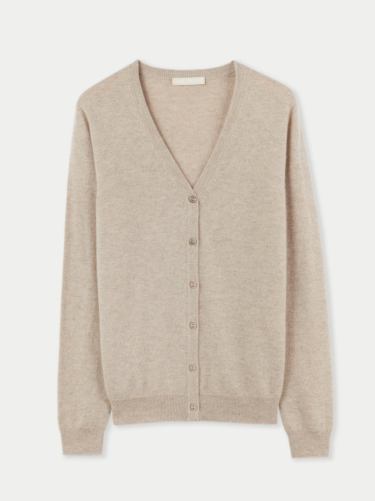 Essential Cashmere V-neck Cardigan — Soft Beige