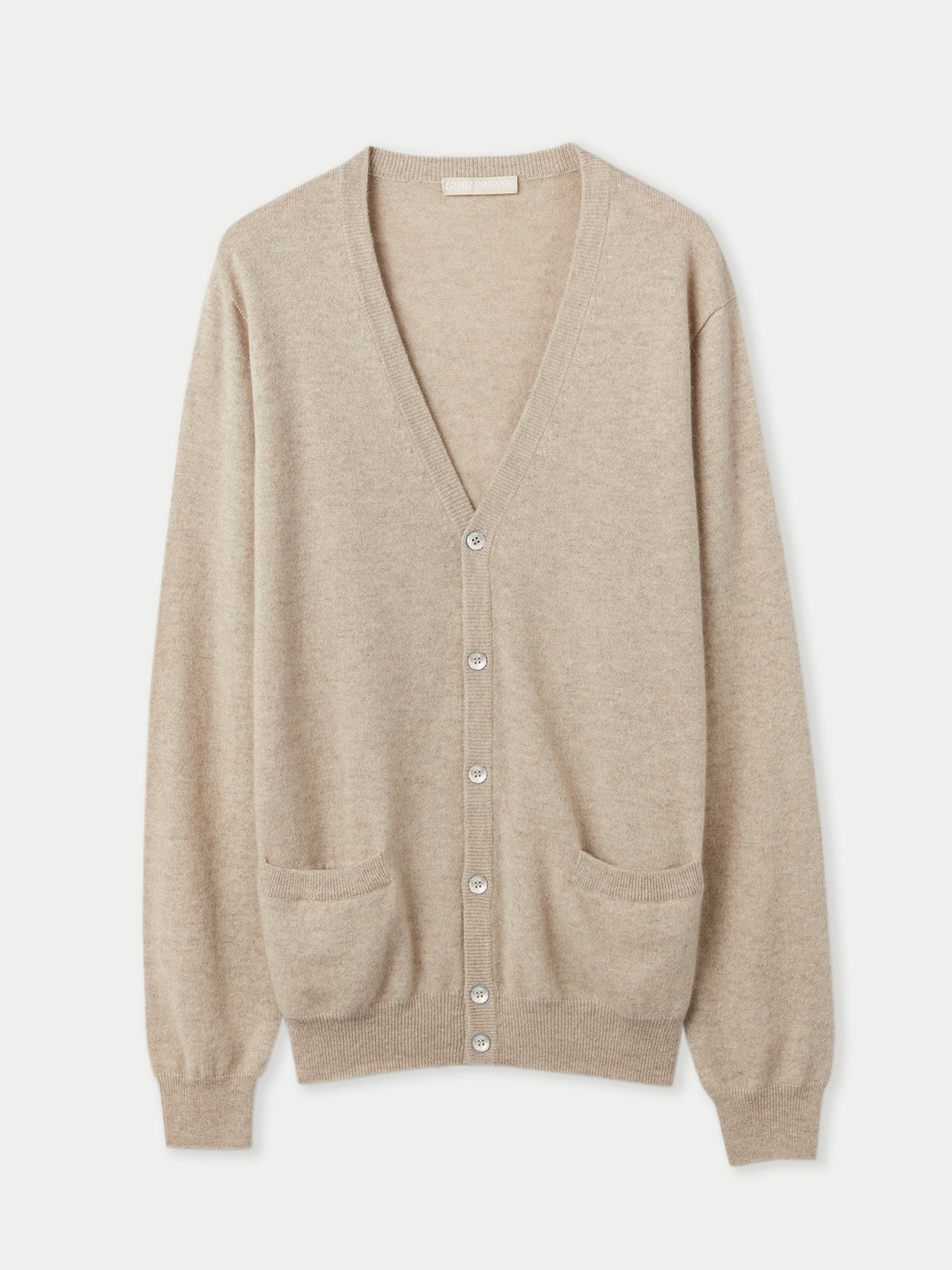 Essential Cashmere V-neck Cardigan — Soft Beige