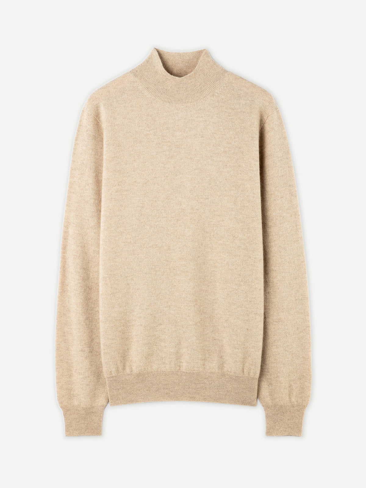Essential Organic Mock Neck Cashmere Sweater — Soft Beige