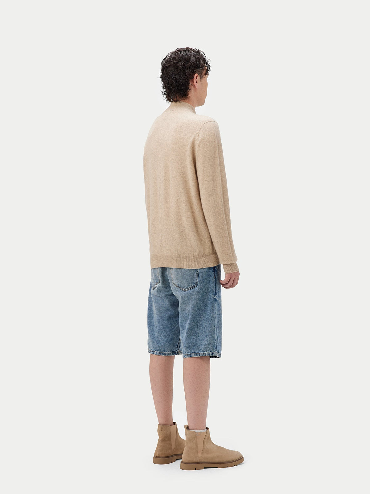 Essential Full-zip Cashmere Cardigan — Soft Beige