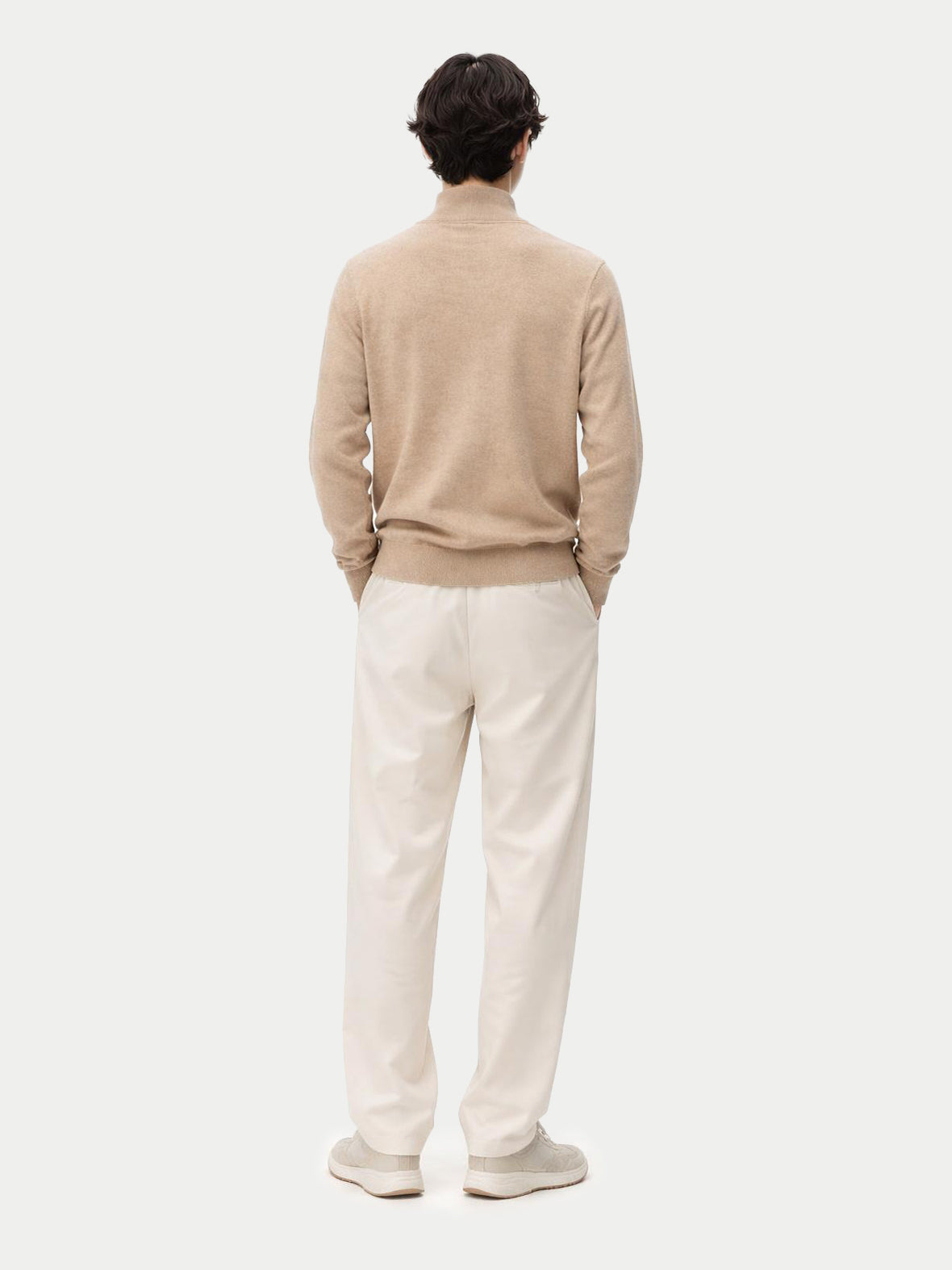 Essential Organic Mock Neck Cashmere Sweater — Soft Beige