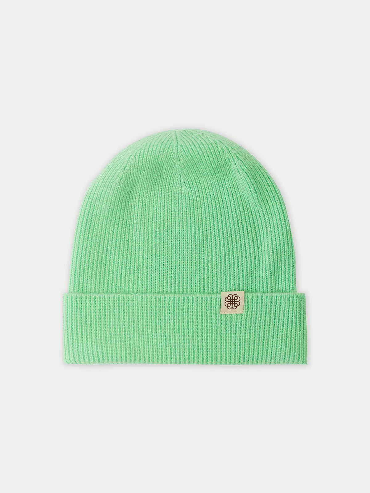 Cashmere Rib Knit Beanie — Soft Green