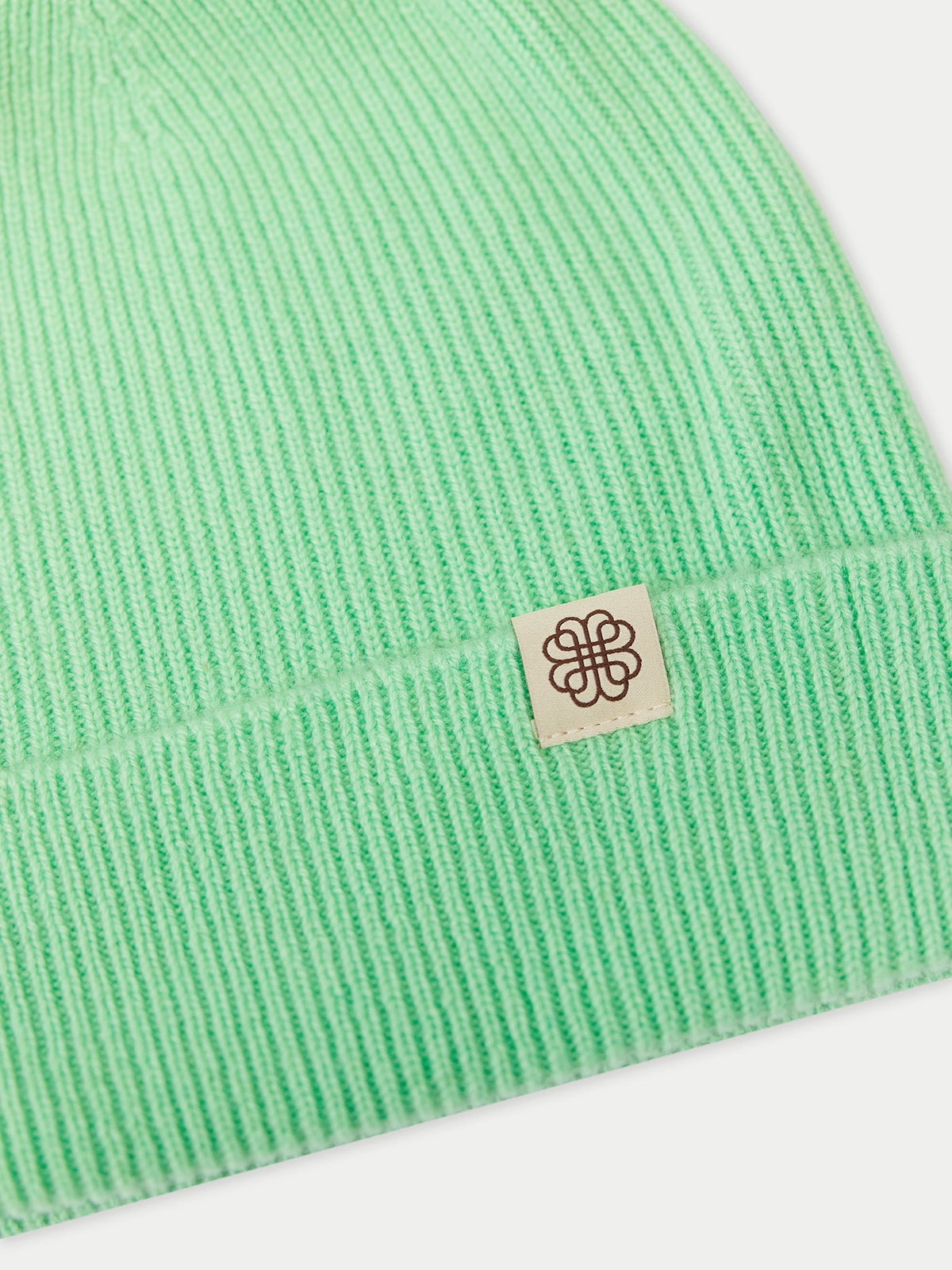 Cashmere Rib Knit Beanie — Soft Green
