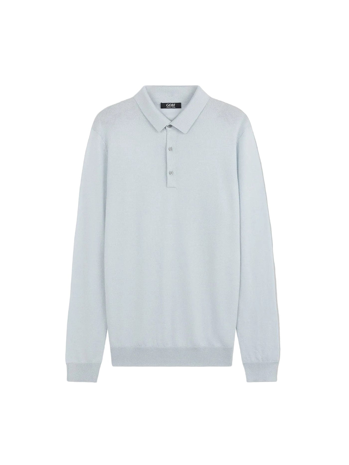 Men's Cashmere Silk Polo — Soft Ice
