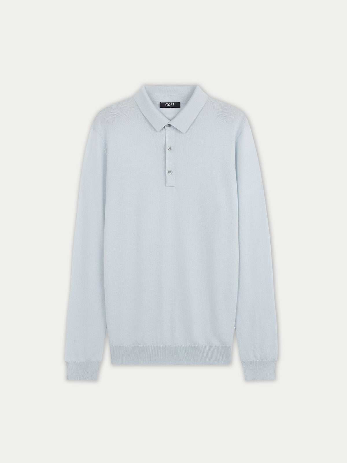 Men's Cashmere Silk Polo — Soft Ice