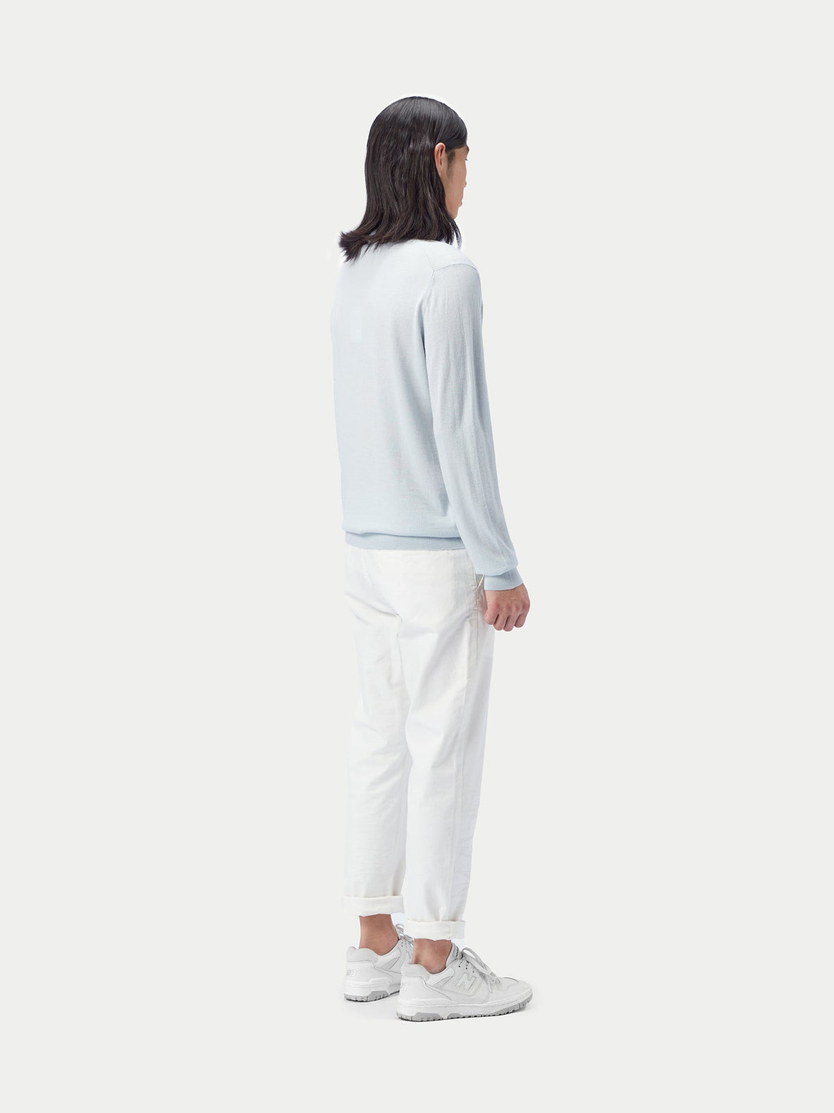 Men's Cashmere Silk Polo — Soft Ice