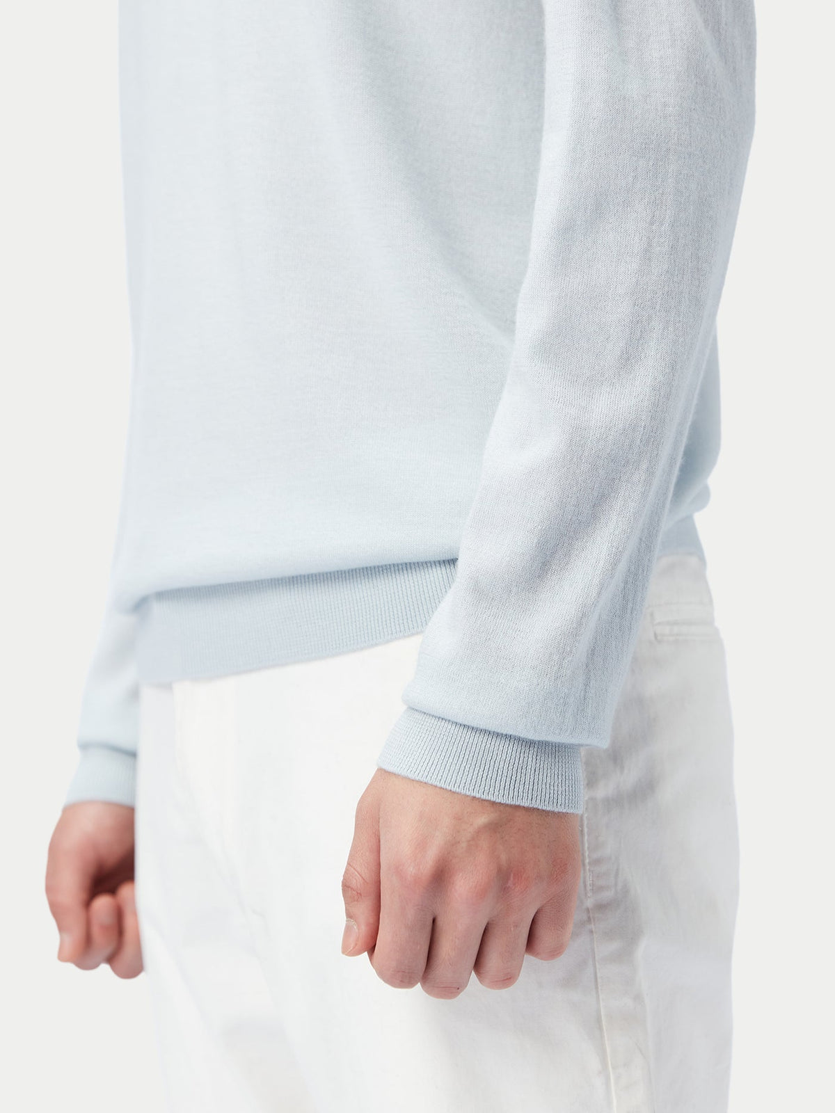 Men's Cashmere Silk Polo — Soft Ice